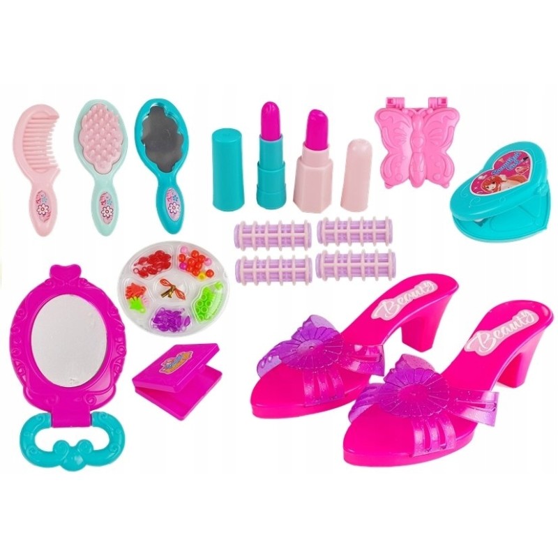 Zestaw Piękności w Walizce Wałki Klapki Koraliki