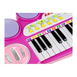 Organki Pianinko Mikrofon Stołek Porty USB Różowe