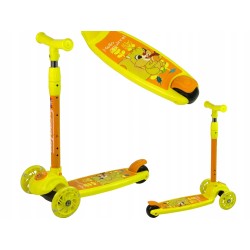 Hulajnoga Balansowa Trójkołowa Świecące Koła Żółta Wiewiórka