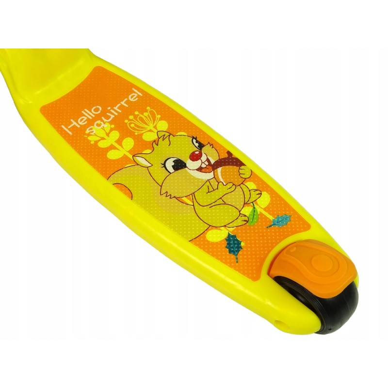 Hulajnoga Balansowa Trójkołowa Świecące Koła Żółta Wiewiórka