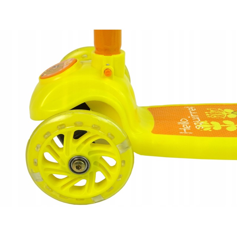 Hulajnoga Balansowa Trójkołowa Świecące Koła Żółta Wiewiórka
