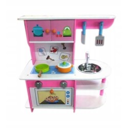 PROMO Kuchnia różowa ze zlewem, drewno w pud. 1001511