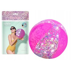 Piłka Plażowa Z Brokatem Rózowa 41cm Bestway 31050