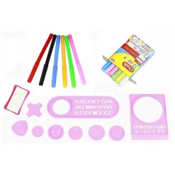 Tablica Na kredę Pisak + Pisaki Szblony 2w1