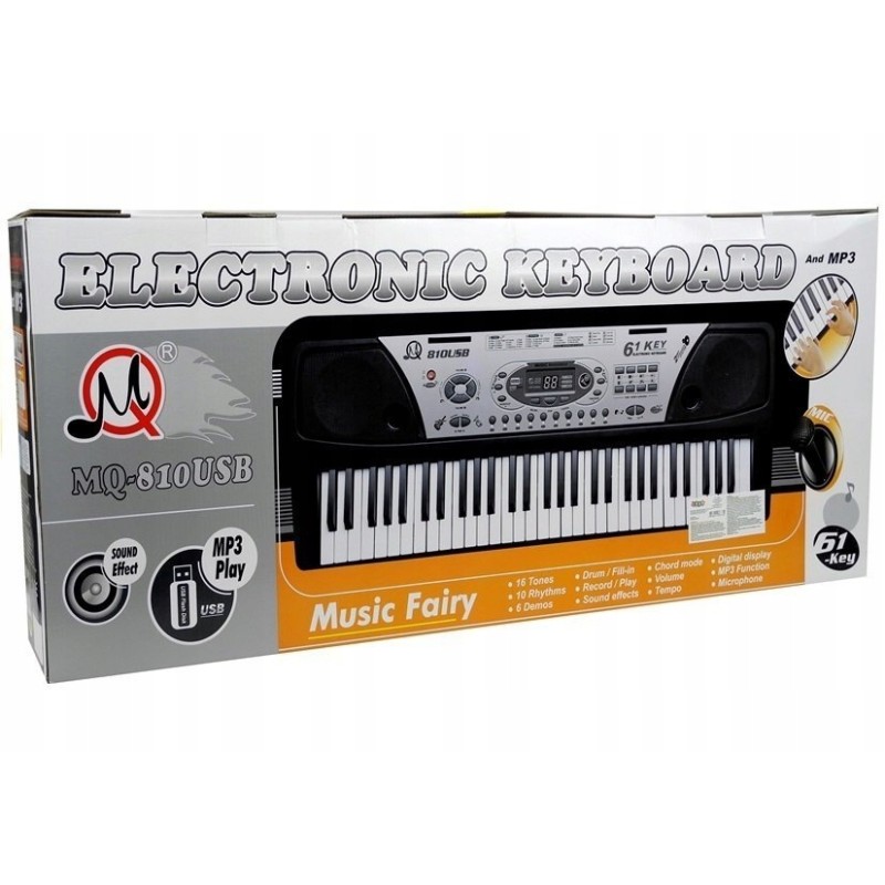 Organy Keyboard + Mikrofon Zasilacz MQ-810 MP3