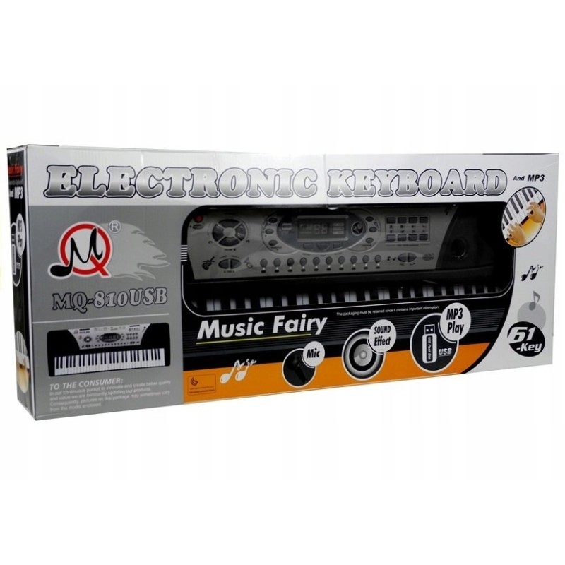 Organy Keyboard + Mikrofon Zasilacz MQ-810 MP3