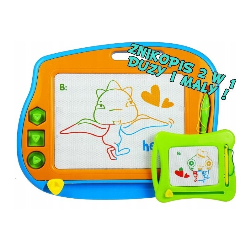 Znikopis Tablica Magnetyczna 2w1 Mała i Duża 3 Pieczątki