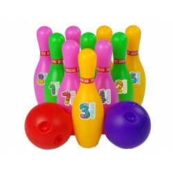 Kolorowy Zestaw do Gry w Kręgle 10 Kręgli 2 Kule