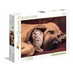 Clementoni Puzzle 500el HQ Fototeca: Pies z kotem 35020