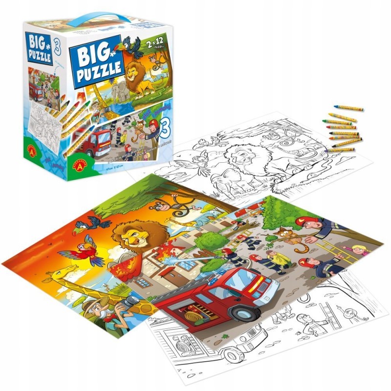 Big puzzle 3 zwierzęta afrykańskie i straż pożarna kredki gratis 2469 ALEXA