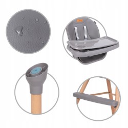 Krzesełko do karmienia EATAN WOOD szare KIDWELL