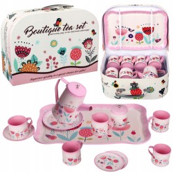 ZESTAW DO HERBATY KWIATY TACKA DZBANEK TALERZYKI ZESTAW KUCHENNY W WALIZCE