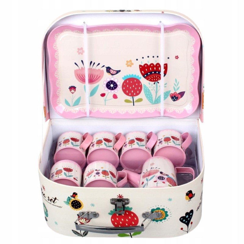 ZESTAW DO HERBATY KWIATY TACKA DZBANEK TALERZYKI ZESTAW KUCHENNY W WALIZCE