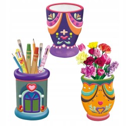 DUŻE WAZONY DO MALOWANIA NA KWIATKI ZESTAW KREATYWNY GIPSOWY GIPS FARBKI