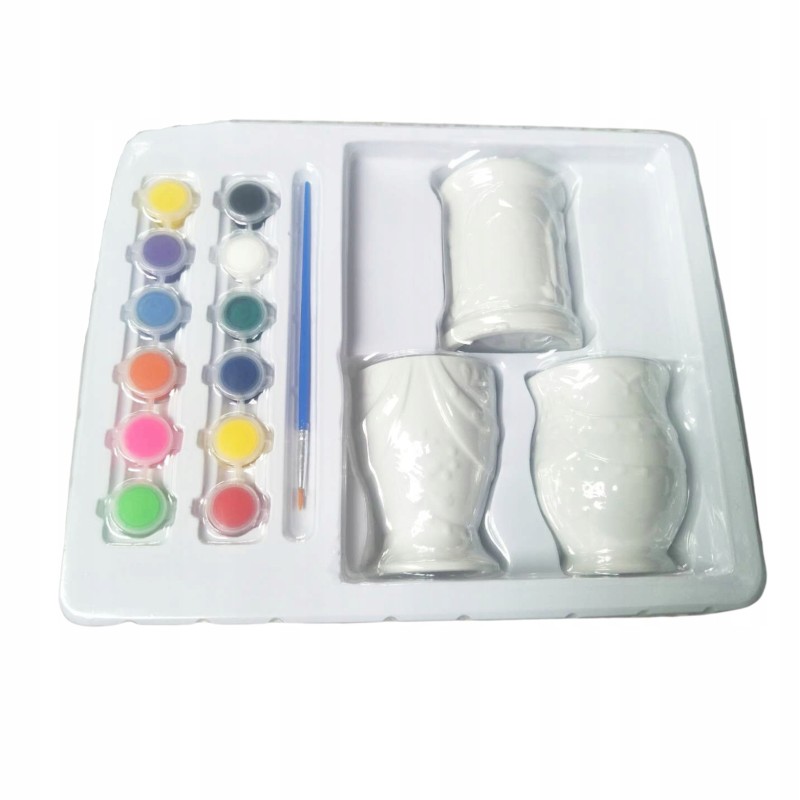 DUŻE WAZONY DO MALOWANIA NA KWIATKI ZESTAW KREATYWNY GIPSOWY GIPS FARBKI