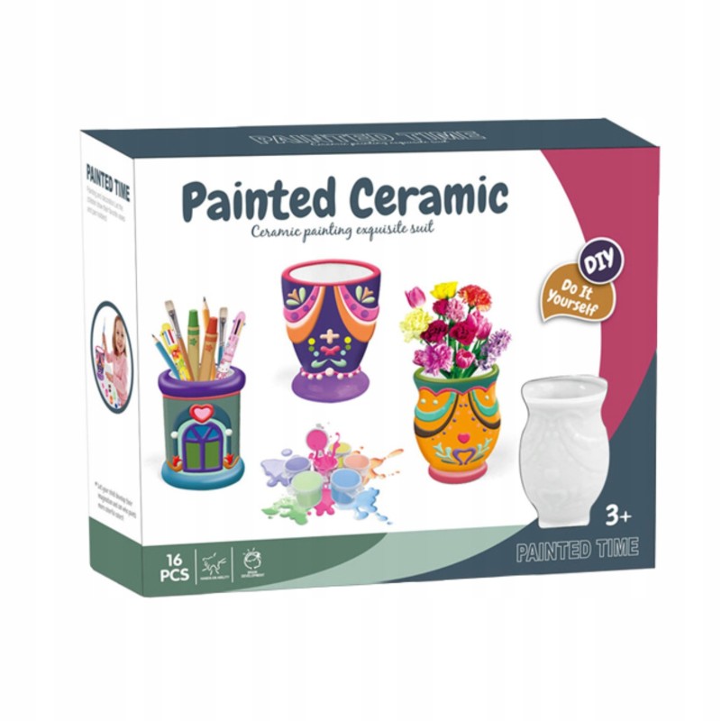 DUŻE WAZONY DO MALOWANIA NA KWIATKI ZESTAW KREATYWNY GIPSOWY GIPS FARBKI