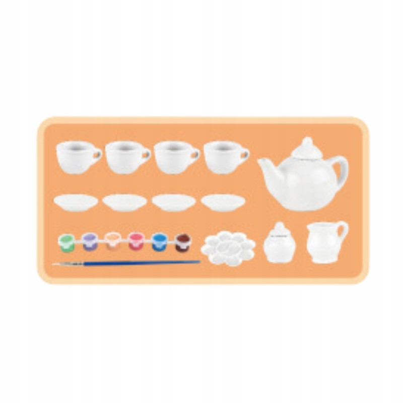 ZESTAW DO HERBATY FILIŻANKI DO MALOWANIA FIGURKI GIPSOWE GIPS FARBKI XXL