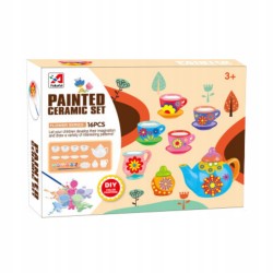 ZESTAW DO HERBATY FILIŻANKI DO MALOWANIA FIGURKI GIPSOWE GIPS FARBKI XXL