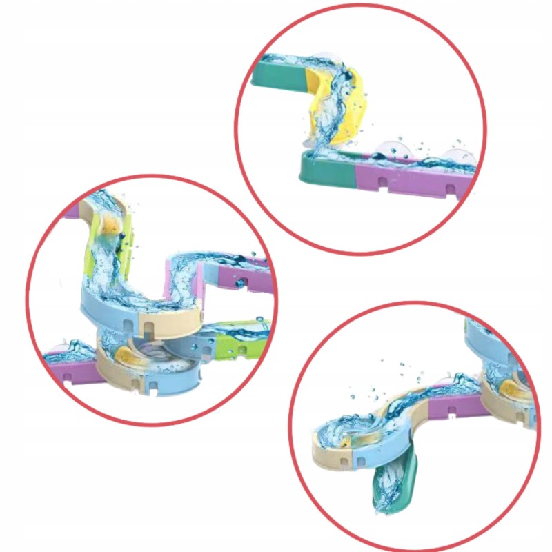 DUŻA ZJEŻDŻALNIA DO KĄPIELI TOR ZABAWKA DO WANNY WODNY KULKOWY ZESTAW WODY