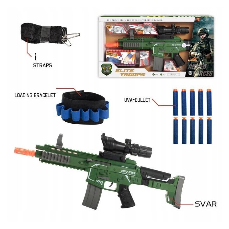 DUŻY ZESTAW WOJSKOWY BROŃ KARABIN 50 cm PISTOLET NABOJE PAS ZABAWA W ARMIE