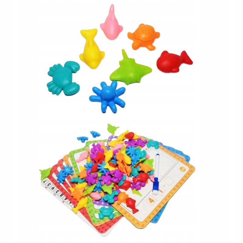 ZESTAW DO NAUKI LICZENIA I KOLORÓW GRA MONTESSORI