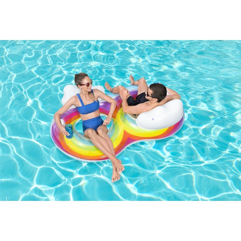 Dmuchane Koło Do Pływania Podwójne 186 x 116 cm Tęczowe Bestway 43648