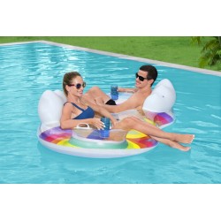 Dmuchane Koło Do Pływania Podwójne 186 x 116 cm Tęczowe Bestway 43648